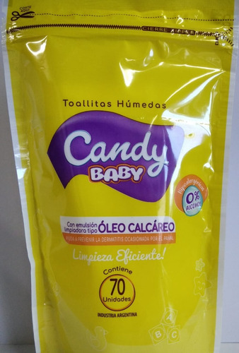 Candy Toallitas Humedas Oleo Calcareo 70u Pack 6 Unid