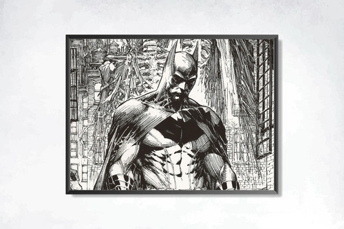 Batman B-n - Cuadro (30×40 - Marco Negro)