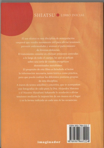 Imagen 2 de 4 de Shiatsu. Libro Inicial. Maratea. Sakanashi. Envíos