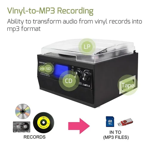 Tocadiscos Digitnow, Bluetooth, Reproductor De Cd Y Casette
