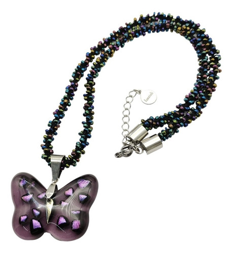 Collar De Mariposa De Vidrio Dicroico