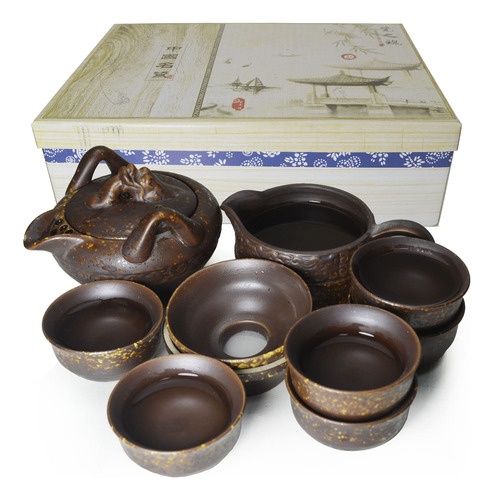 Juego De T Chino Gongfu, Porcelana Vintage, Dragn Colorido,
