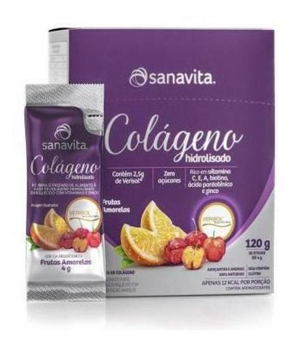 Colágeno Verisol 30 Sticke De 4g Frutas Amarelas Sanavita Arthrocomplex