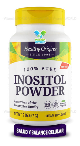 Healthy Origins Inositol Powder 57 Gr - 2 Oz Polvo 100% Puro Sabor Sin sabor