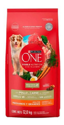 Alimento Para Perro Adulto Purina One Pollo Y Carne 12 Kg