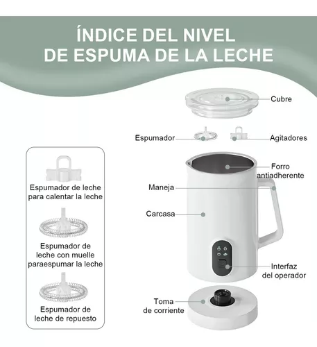 BioloMix 4 en 1 Espumador de Leche para Café Calentador de Leche automático Calentador  de Leche Fría/Caliente Cappuccino Chocolate Proteína en polvo