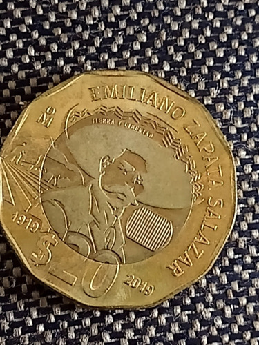 Moneda De México 20 Pesos Muerte De Emiliano Zapata Año 1919