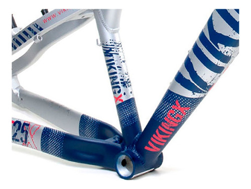 Bicicleta Quadro Vikingx Tuff X-25 Rim 26, aluminio, Dirt Jump, color plateado y azul