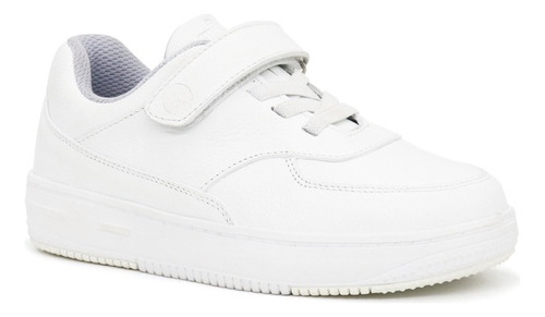 Zapatilla Escolar De Cuero Pariss Ja24-cg818n Blanco