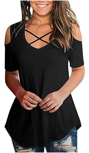 J Blusa De Mujer Con Hombros Descubiertos Y Cuello En V Mang