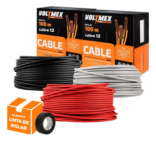 Pack 3 Cajas Cable Electrico Calibre 12 Con 100 Metros