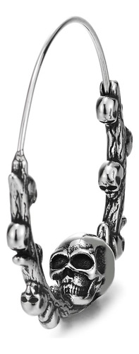 Pendientes De Aro De Acero Inoxidable Con Cráneos, Círculo H