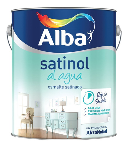 Imagen 2 de 8 de Satinol Esmalte Sintetico Satinado Al Agua Blanco 4 Litros