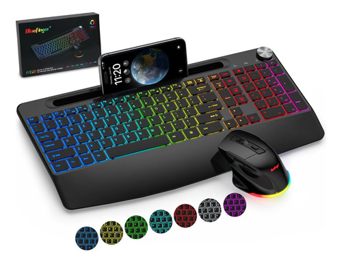 Combo Teclado & Mouse Inalámbricos Retroiluminados Ergonómic