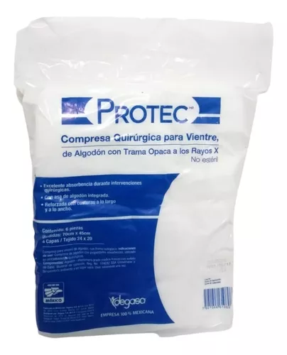 Gasas no estériles seca cortada protec paquete c/200 piezas, color blanca,  tamaño 10 cm