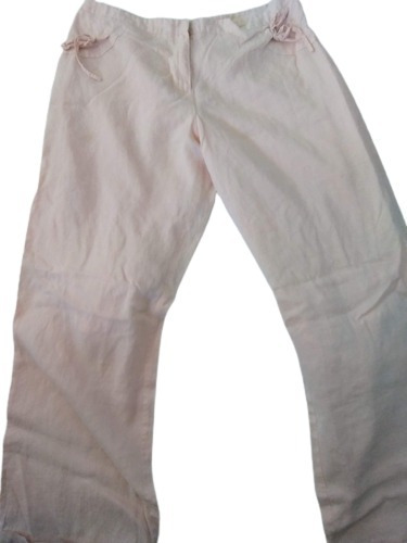 Pantalón Blanco De Lino Rosado 