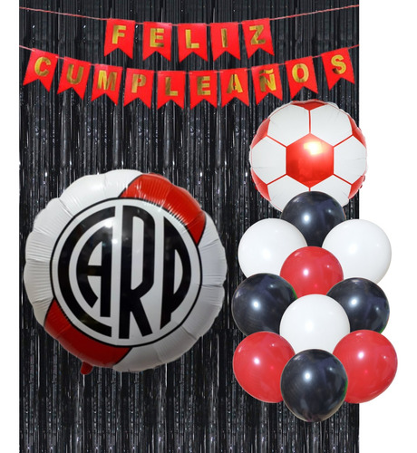 Combo Cumpleaños Globos River Club Futbol Tematica Deco