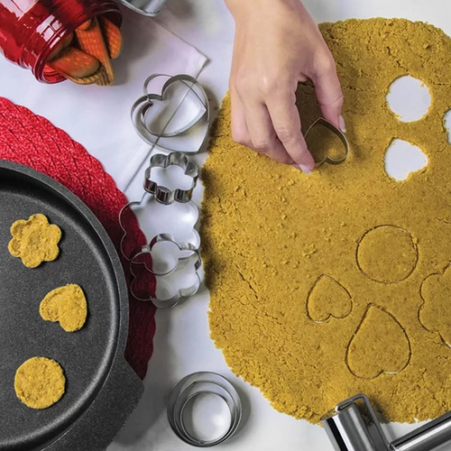 Molde Para Biscoitos Coração Aço Inox 3 Peças Moda Do Chef