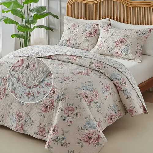 Kit Colcha Casal 3pç Estampada Itália 150 Fios Dupla Face Cor Alora