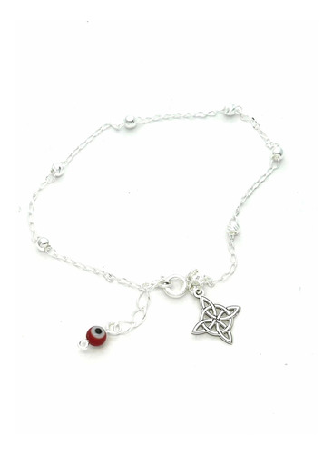 Pulsera Con Dije Nudo De Bruja Plata Protección Sw925