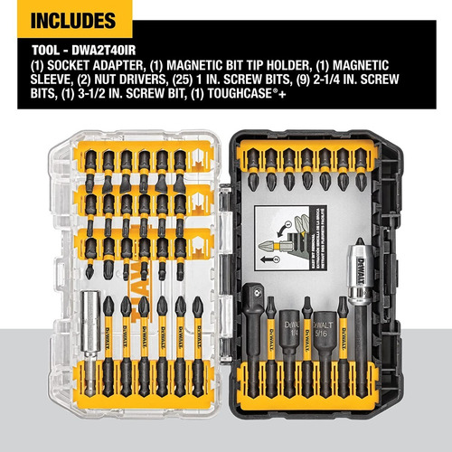 Juego Dewalt De Puntas De Impacto 40 Piezas Flex Torq
