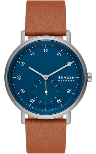 Reloj Skagen Skw6888 Men's Kuppel Subsecond Con Malla De Color de la correa Marrón Color del bisel Acero inoxidable Color del fondo Azul