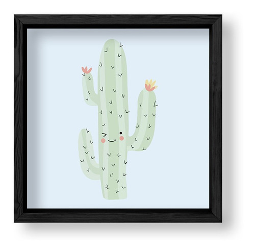 Cuadros Decorativos 20x20 Box Negro Little Cactus