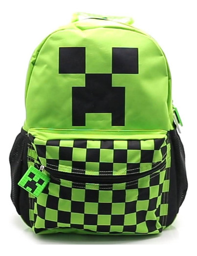 Mochila Espalda Urbana Minecraft Creeper Personaje 16 Pulg Verde Lisa