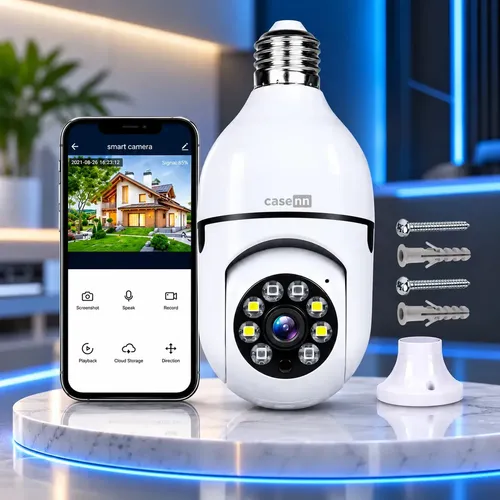 Câmera Lampada De segurança Casenn Ip Wifi Com Visão Noturna Interna Externa App Yoouse Espiã 360º Cor Branco