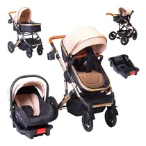 Comprar Carriola Para Bebé Starkids Galaxis Portabebé Base De Carro Color Beige Chasis Dorado
