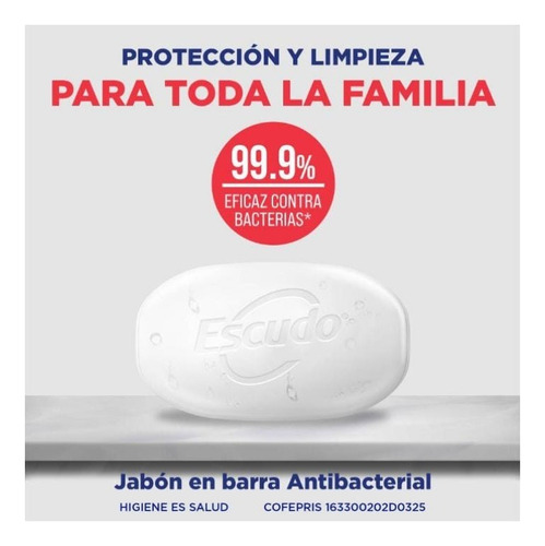 Jabón Corporal Escudo Antibacterial 10pz De 135g En Barra