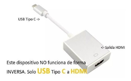 Convertidor Tipo C A Hdmi Para Portatiles Y Celulares.