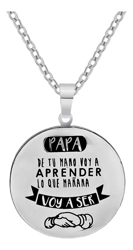 Collar Te Quiero Papa Color Plata Acero Inoxidable Hombre