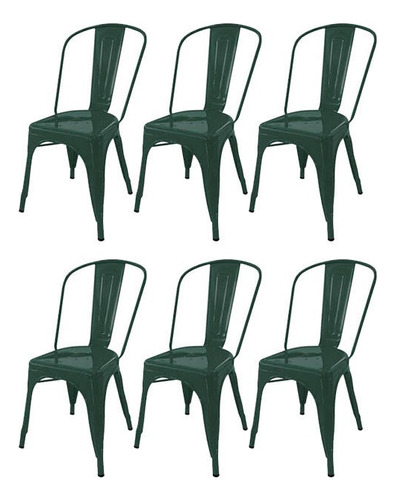 Silla de comedor DeSillas Tolix, estructura color verde oscuro, 6 unidades