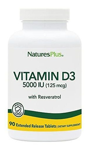 Vitamina D3 5000 Iu Con Resveratrol - 90 Tabletas Veganas.
