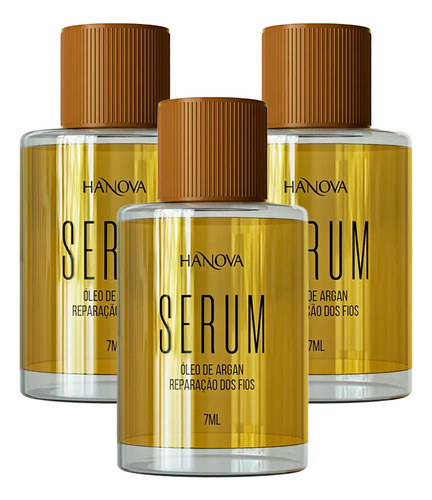 Kit 03 Sérum Argan Oil Reparação Dos Fios Hanova 7ml