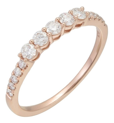 Anillo Medio Sinfín Oro Rosa 18k Diamantes Talla Brillante.