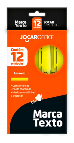 Caneta Marca Texto Jocar Office Amarelo 12 Unidades