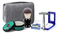 Comprar Kit Navaja Rasuradora + Jabón De Afeitar + Hisopo Y Bolso