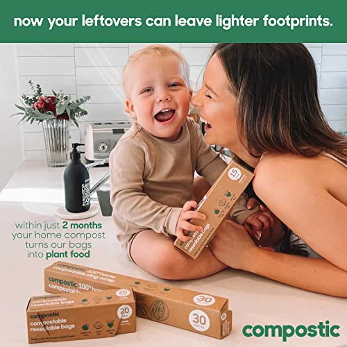 Home Compostable Resealable Sandwich Bags (7'x7') Micro...