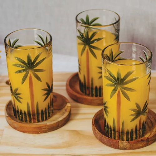 Conjunto 6 Copos Altos 360ml Palm Tree Handpaint