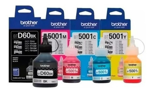 Tinta Brother Btd60 Negro + Bt5001 Color Original Pack 4u