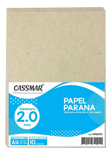 Papel Paraná Para Cartonagem 2,0mm A4 210x297mm 10 Un