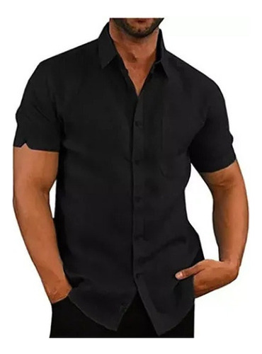 Camisa Social Manga Corta Hombre Camisa Con Botones Delgados