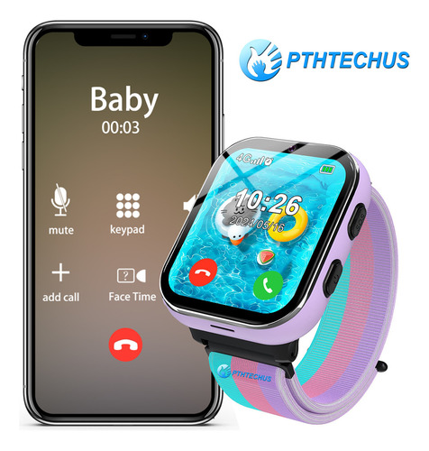 Reloj Inteligente 4g Llamadas HD Reloj Smartwatch Para Niños 4g Señal Reloj Inteligente Para Compatible con chip SIM 4g PTHTECHUS SOS smartwatch Lt49 Púrpura Llamadas Smartwatch,FULL HD LCD Smartwatch