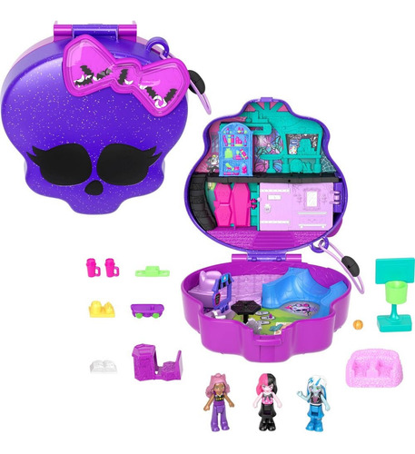 Polly Pocket Monster High Con 3 Mini Muñecas Y 10 Accesorios