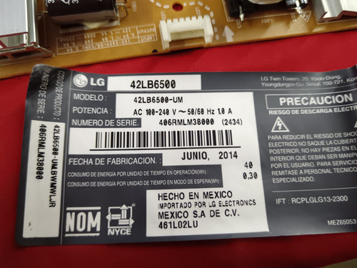 Fuente Lg 42 Pulgadas Modelo 42lb6500 (Usado)