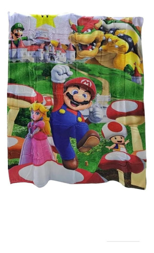Colcha Manta De Mario Bros Jolly Bamby Algodón 150x130cm Color Rojo