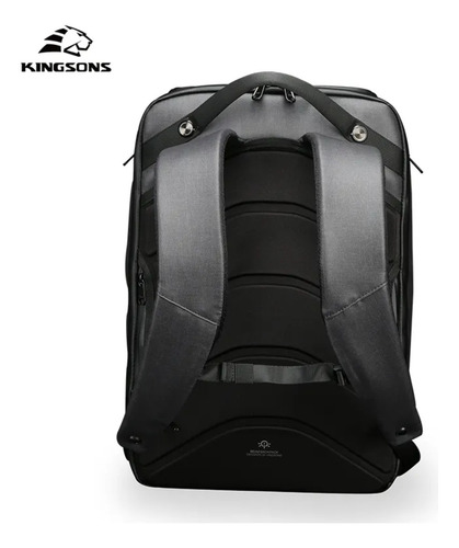 Mochila Multifuncional Notebook 15,6 Carregamento Solar Externo com Usb Material Impermeavel Cor Preto Kingsons Ks9386w