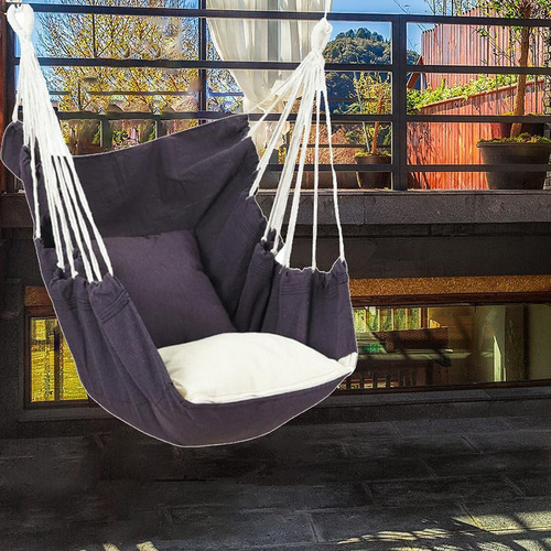 Silla Hamaca Colgante De Columpio Exteriores E Interiores Color Azul Marino